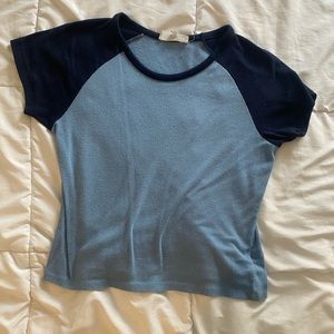 blue color block t shirt